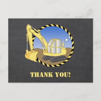Construction Excavator Digger Thank You Postcard by artladymanor at Zazzle