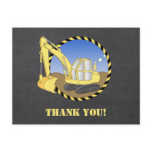 Construction Excavator Digger Thank You postcard