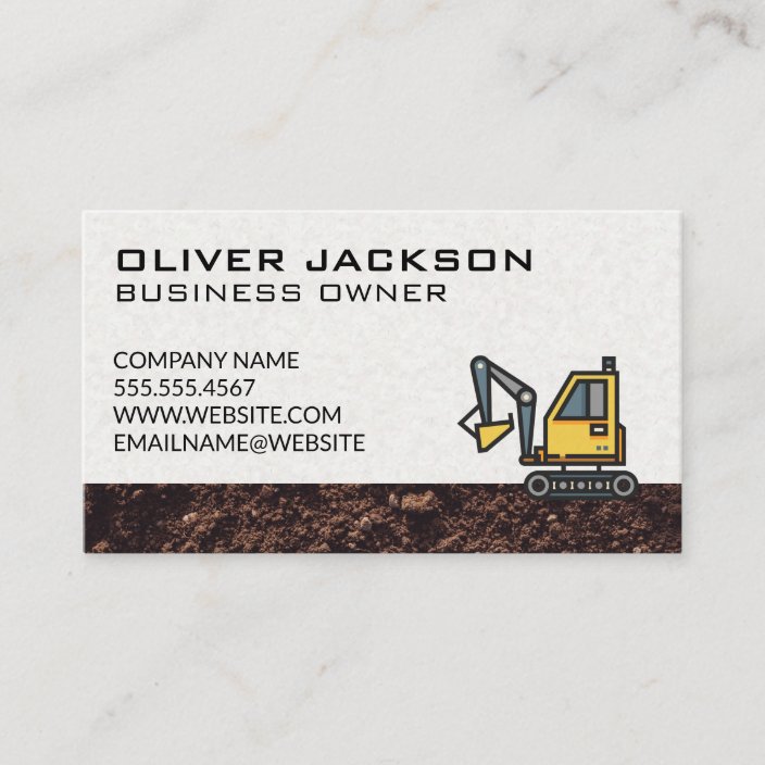 Construction | Excavator | Dirt Business Card | Zazzle.com