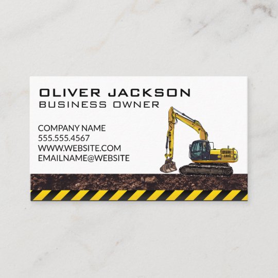 Construction Excavator | Dirt Caution Business Card | Zazzle.com