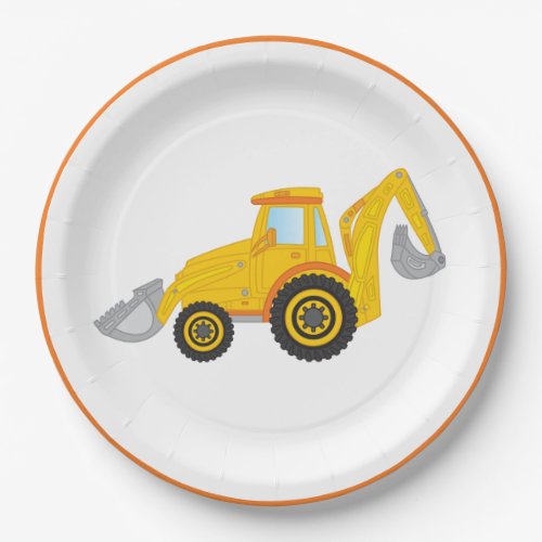 Construction Excavator Party Paper Plate