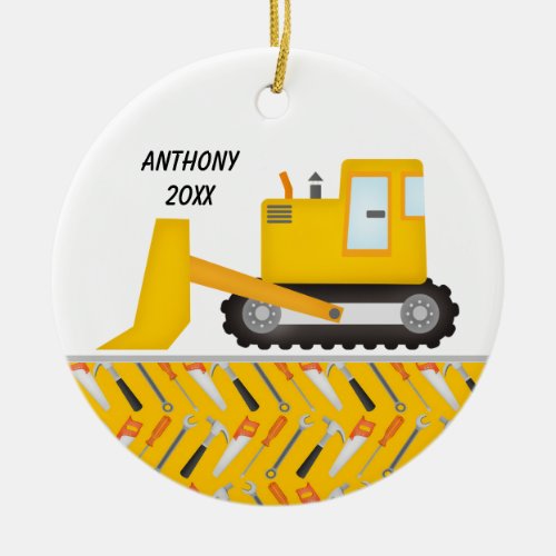 Construction Excavator  Personalized  Ornament