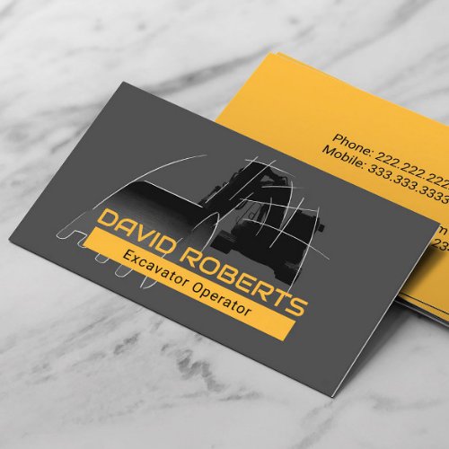 Construction Excavator Plant Operator Contractor Business Card