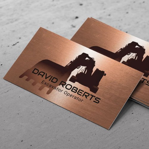 Construction Excavator Plant Operator Copper Business Card