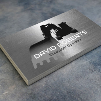 Construction Excavator Plant Operator Faux Metal Business Card by cardfactory at Zazzle