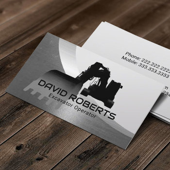 Construction Excavator Plant Operator Modern Metal Business Card by cardfactory at Zazzle