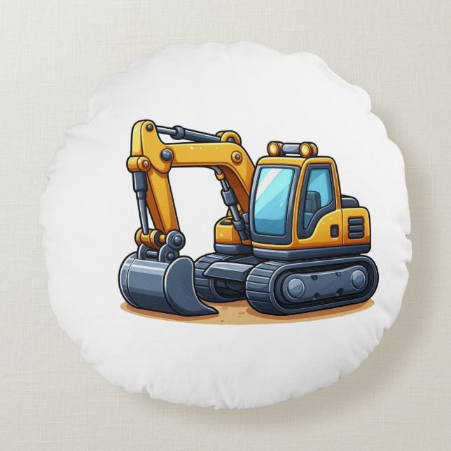 Construction/Excavator  Round Pillow (Front)