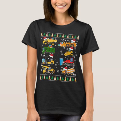 Construction Excavator Truck Santa Ugly Sweater Ch