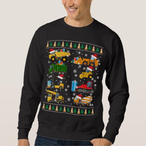 Construction Excavator Truck Santa Ugly Sweater Ch