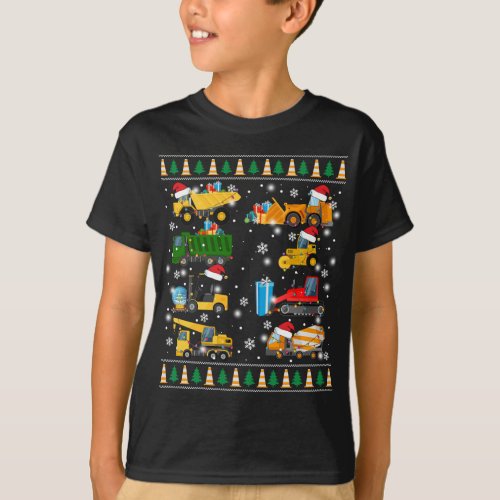 Construction Excavator Truck Santa Ugly Sweater Ch