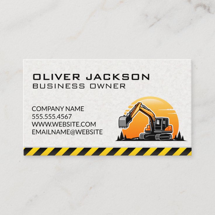 Construction | Excavator Vehicle Business Card | Zazzle