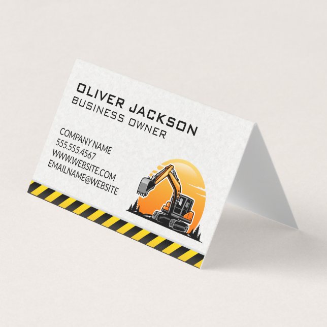 Construction | Excavator Vehicle Business Card (Front)