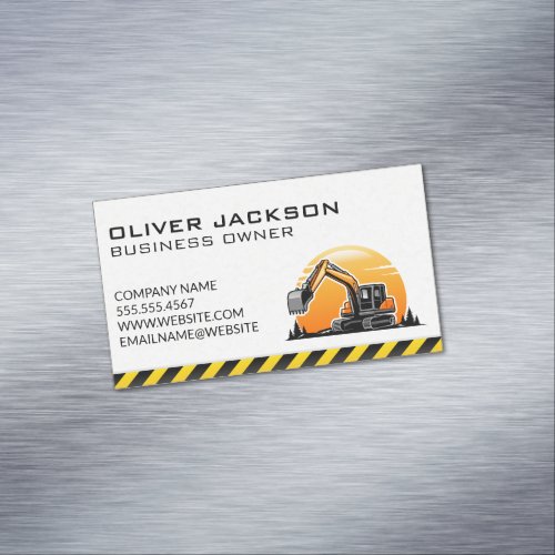 Construction  Excavator Vehicle Business Card Magnet