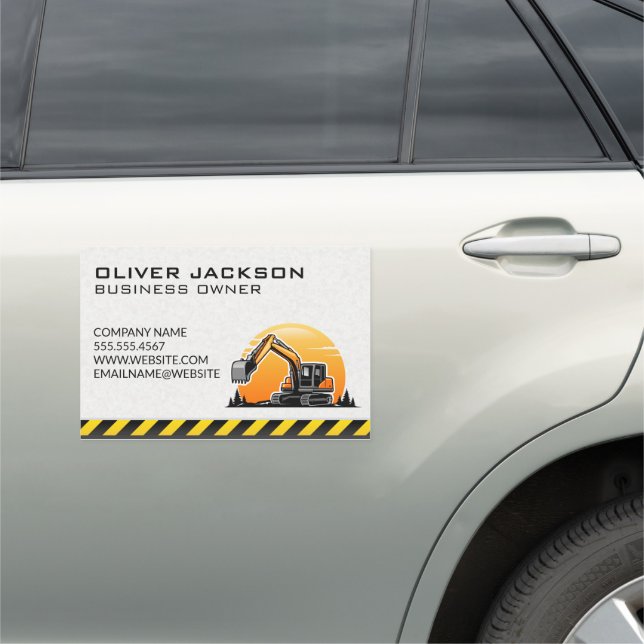 Construction | Excavator Vehicle Car Magnet (In Situ)