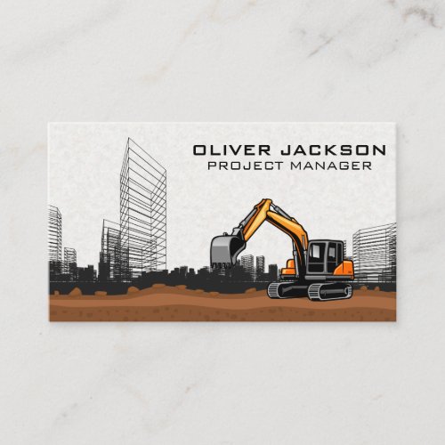 Construction Excavator Vehicle  Real Estate Business Card