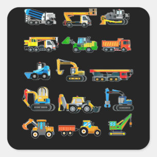 Construction Excavator Vehicles machinery Square Sticker