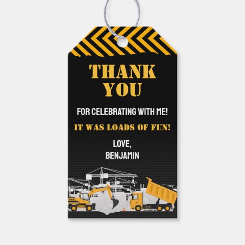 Construction Favor Birthday Party Thank You Gift Tags