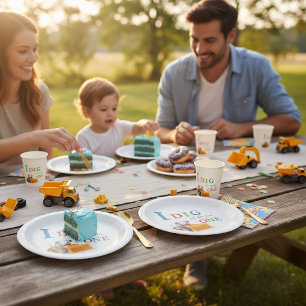 Construction first Birthday I Dig Being One Paper Plates