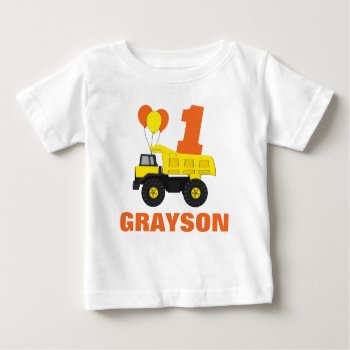 Construction First Birthday Outfit  T-shirt by PuggyPrints at Zazzle