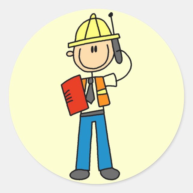 Construction Foreman Tshirts and Gifts Classic Round Sticker (Front)