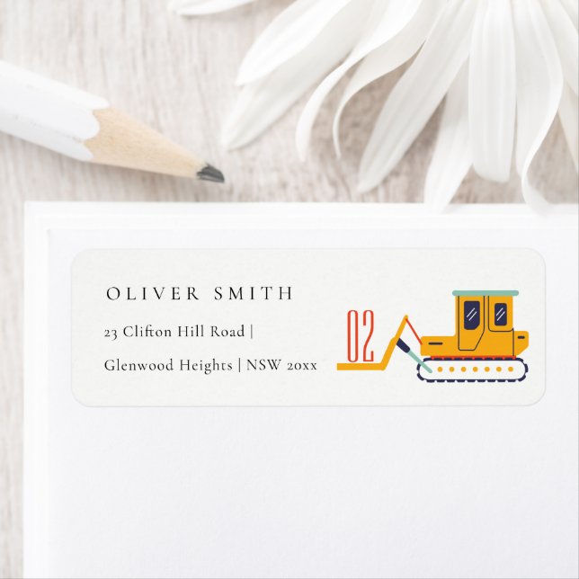 Construction Fork Lift Vehicle Birthday Address Label (Insitu)