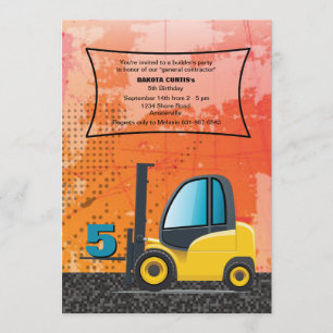 Construction Forklift Invitation