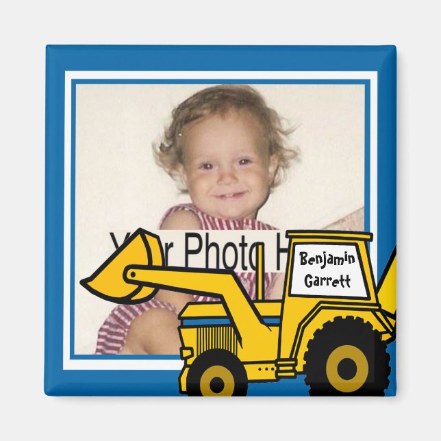 Construction Fun Backhoe Photo Magnet (Front)
