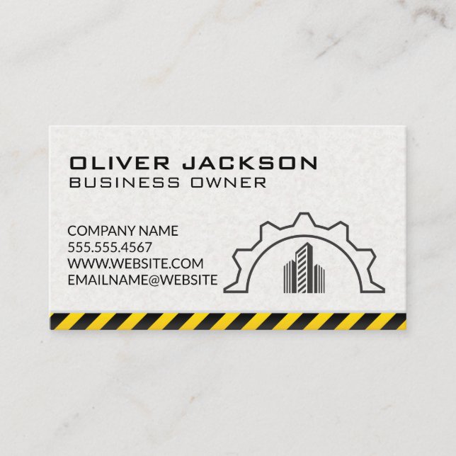 Construction | Gear City Logo Business Card (Front)