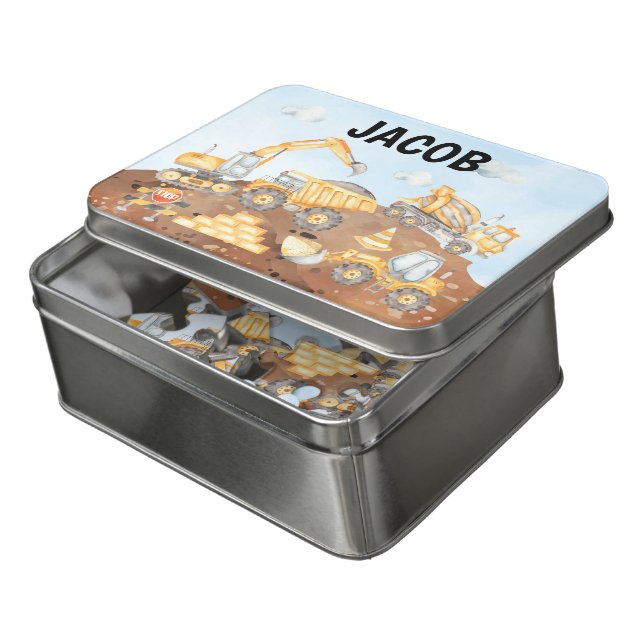 Construction Gift for Boys, Construction Jigsaw Puzzle (Lid Open)