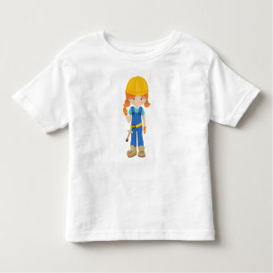 Construction Girl, Orange Hair, Cute Girl, Hammer Toddler T-shirt