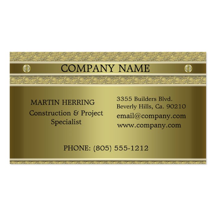 Construction Gold Metal Embossed Business Card Templates