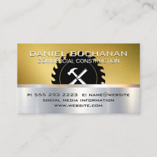 Construction   Gold Metallic   Carpentry Tools Business Card