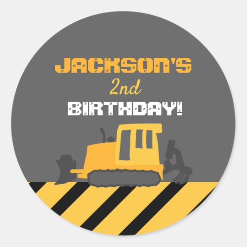 Construction Grader Birthday Party Classic Round Sticker