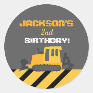 Construction Grader Birthday Party Classic Round Sticker