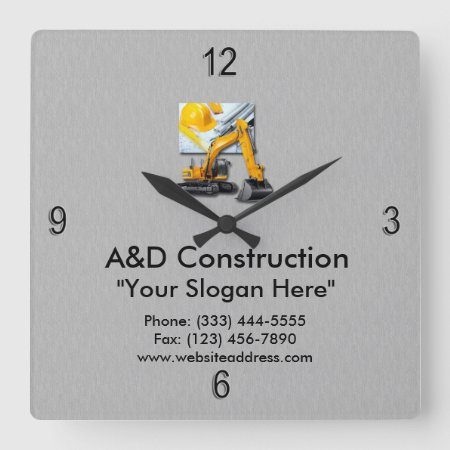 Construction Gray With Backhoe Wall Clock