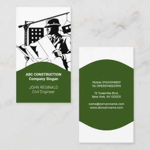 Construction Green Business Card Design 