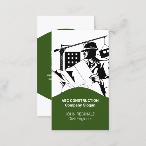 Construction Green Business Card Design 