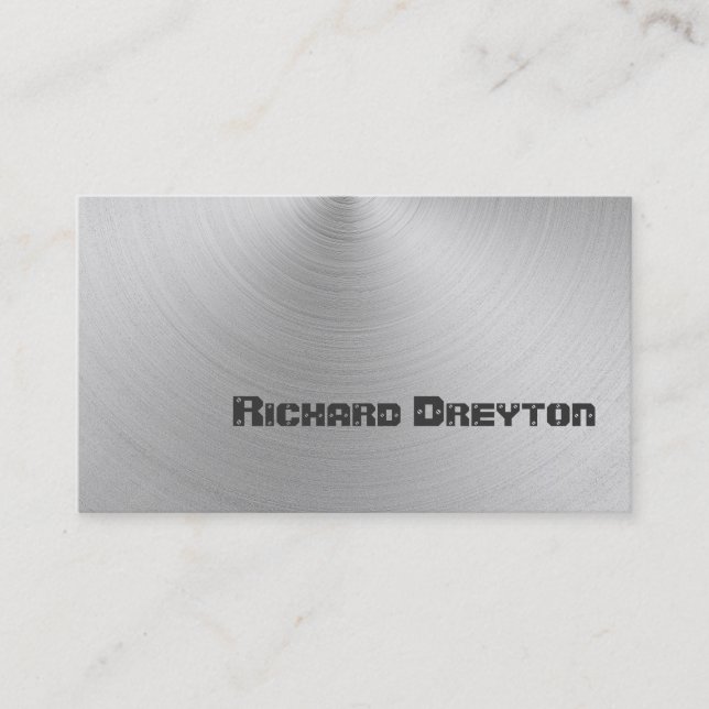 Construction grey metal custom business card (Front)