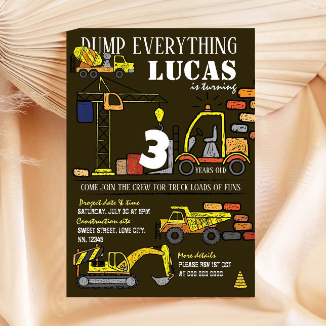 Construction Hand Drawn Birthday Invitation (Creator Uploaded)