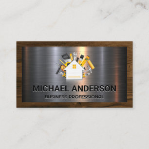 Construction Hand Tools Aluminum Metal Wood Business Card