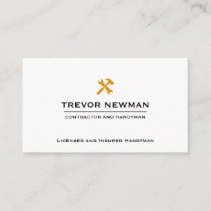 Construction Handyman Carpenter ORANGE Tools  Business Card