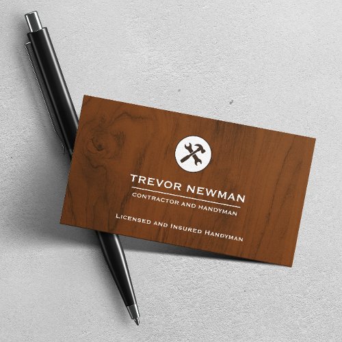 Construction Handyman Carpenter Tools Wood White Business Card