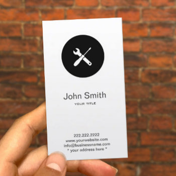 Construction Handyman Plumber Minimalist Business Card by cardfactory at Zazzle