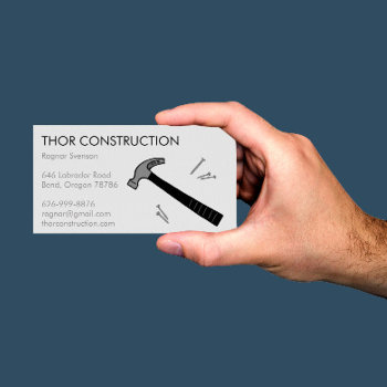 Construction Handyman Remodel Hammer & Nails Cool Business Card by ShoshannahScribbles at Zazzle