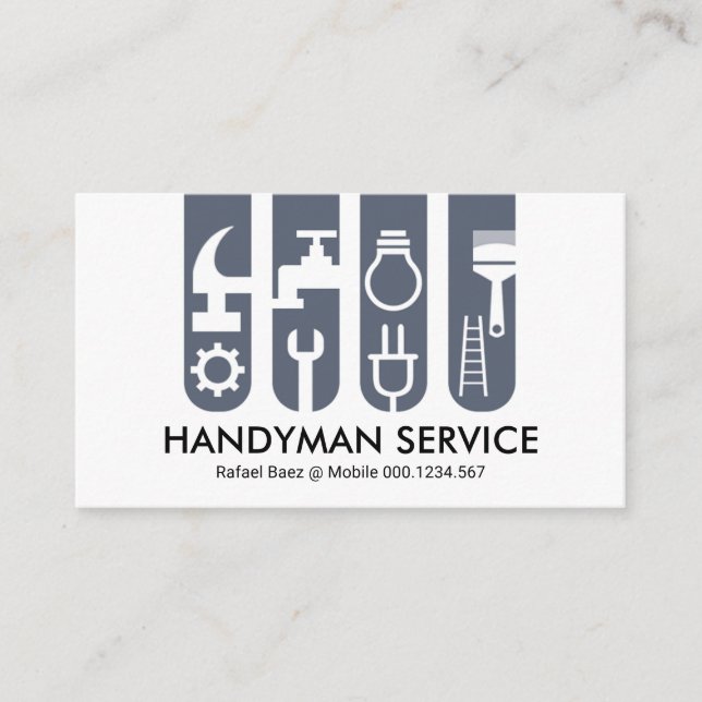 Construction Handyman Tools Banner Business Card (Front)