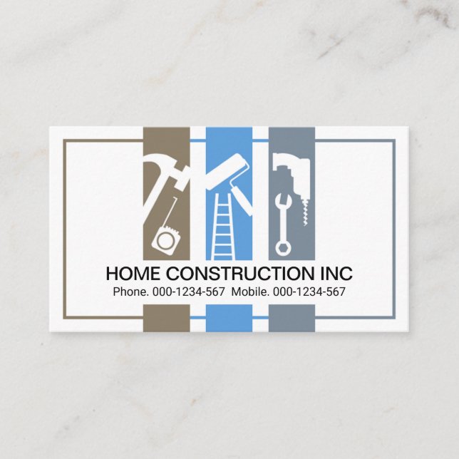 Construction Handyman Tools Panel Frame Business Card (Front)