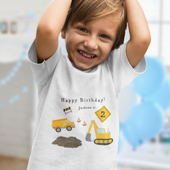 Construction Happy Birthday - Boy Name and Age Toddler T-shirt (Creator Uploaded)