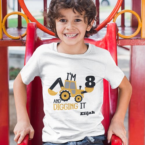 Construction Happy Birthday Digging It Age Name T_Shirt