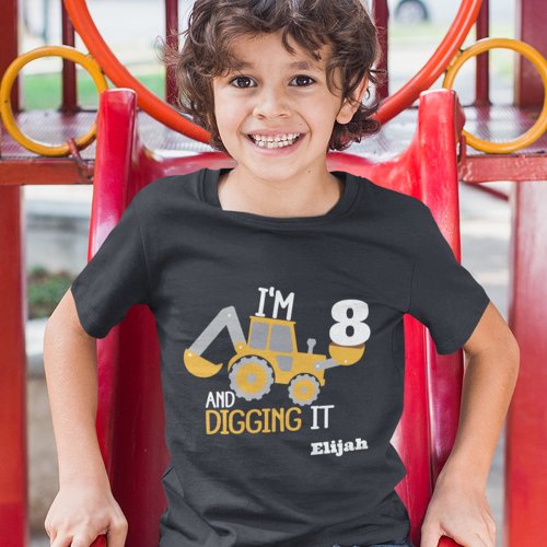 Construction Happy Birthday Digging It Age Name v2 T_Shirt