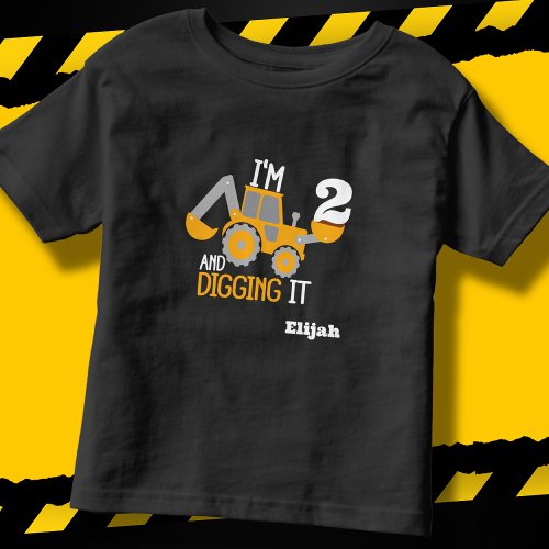 Construction Happy Birthday Digging It Age Name v2 Toddler T_shirt